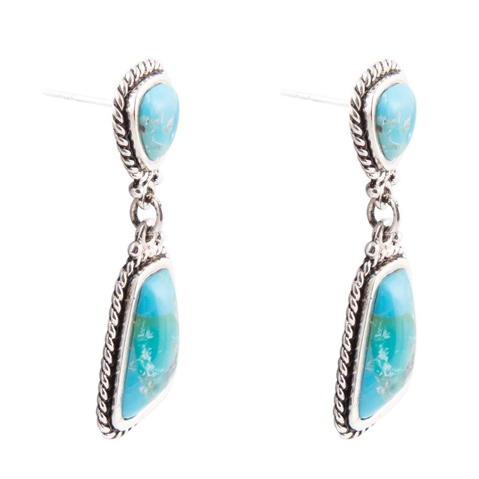 Statement Turquoise and Sterling Silver Roped Earrings