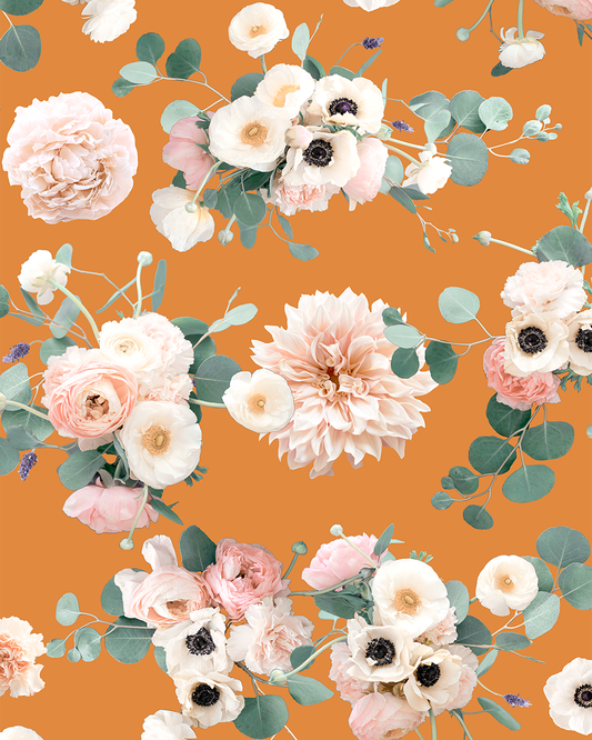 Sunrise Floral Wallpaper, orange