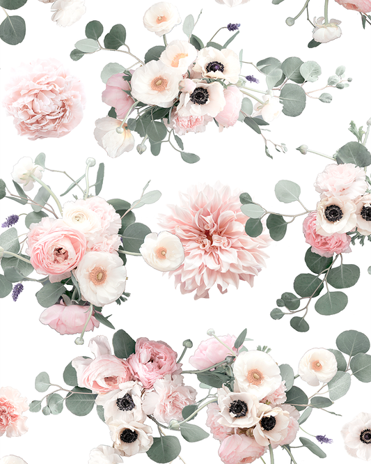 Sunrise Floral Wallpaper, white