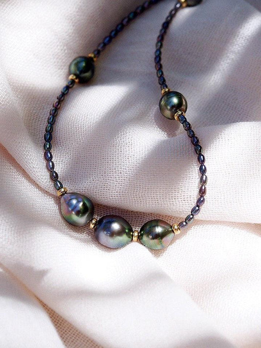 Tahitian Pearl Beaded Necklace - Hokuloa