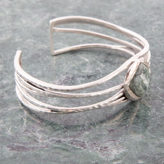 Terra Green Seraphinite and Sterling Silver Cuff Bracelet