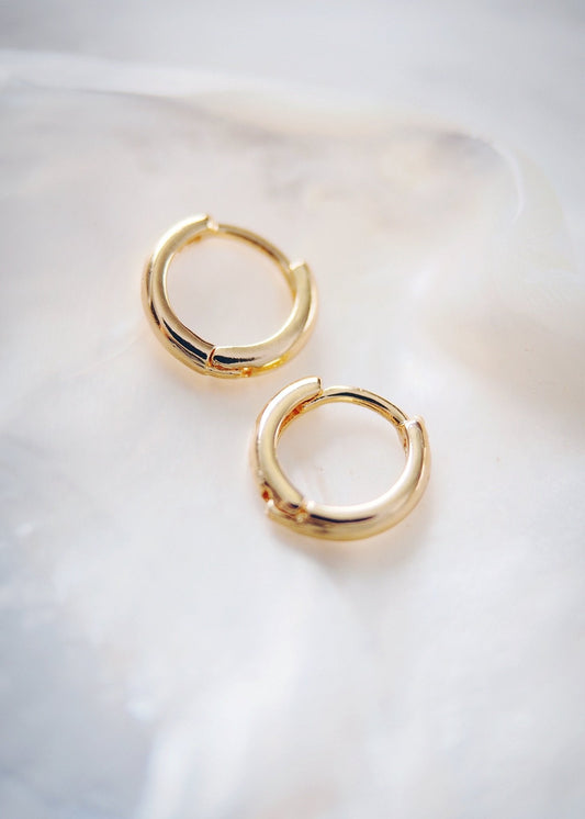 Tiny Gold Huggie Hoop Earrings - Auili'i