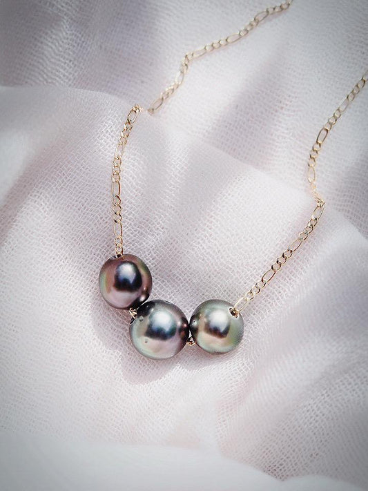 Gold Triple Floating Tahitian Pearl Necklace - Mililani