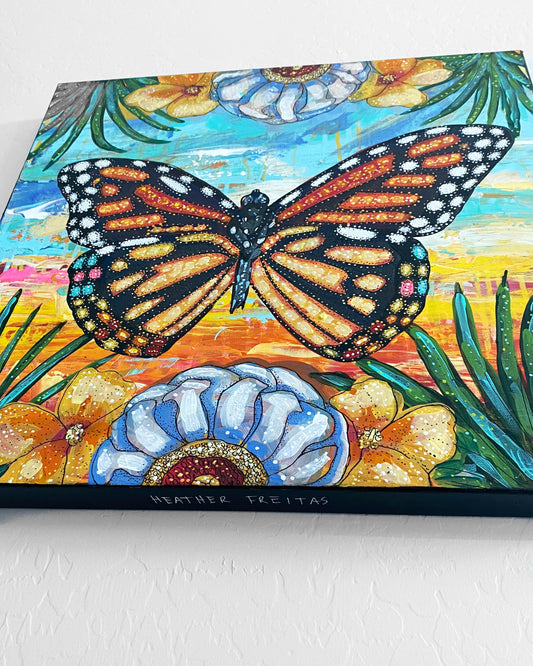Tropical Monarch Bloom Butterfly ( Original Painting )