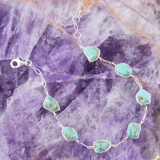 Turquoise and Sterling Silver Line Bracelet