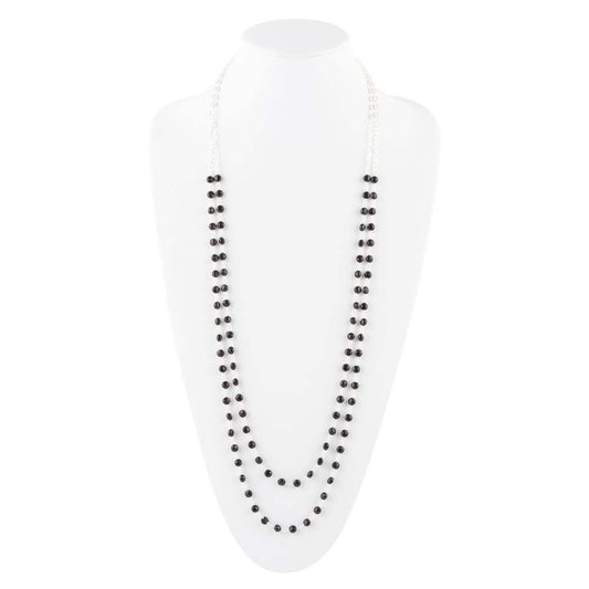 Two Row Onyx and Sterling Silver Necklace