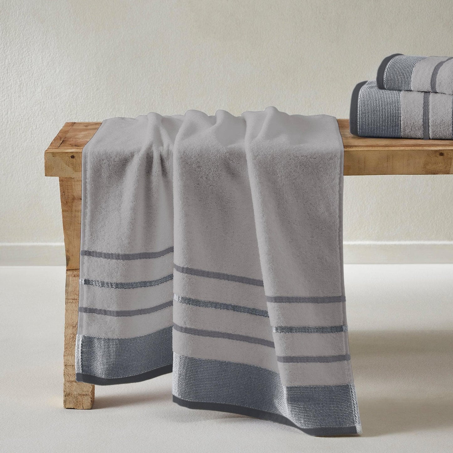 Decorative Cotton Stripe Bath Towel Set - Noelle Collection