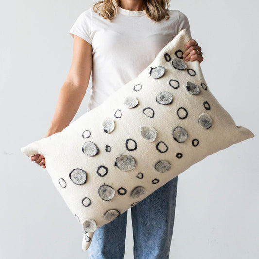 Waterlily Oversized Merino Wool Lumbar Throw Pillow