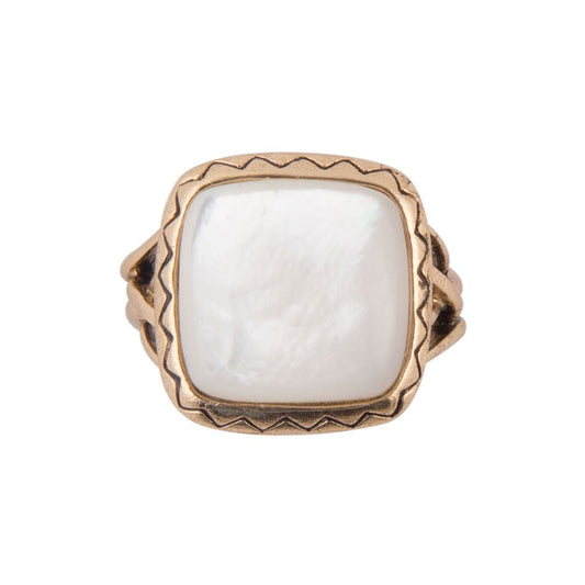 Wave of White Mother of Pearl Golden Ring