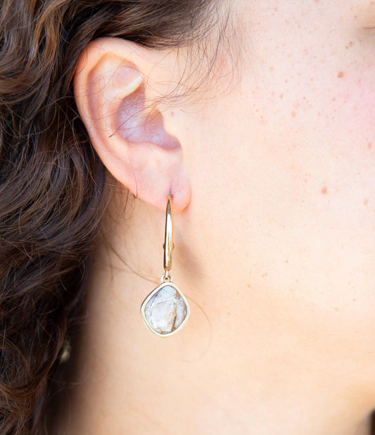 White and Golded Calcite Drop Earrings