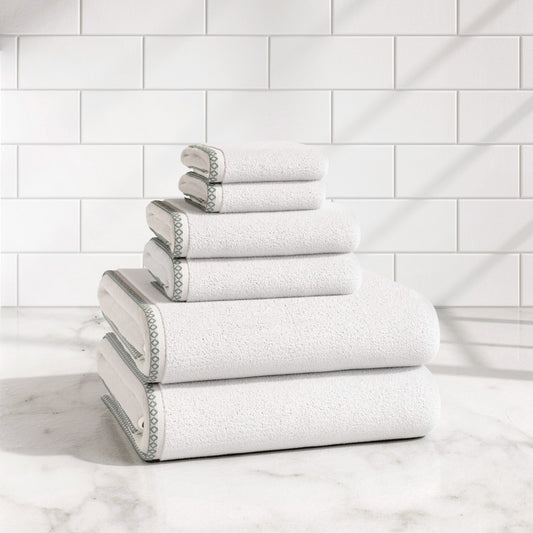 Cotton Border-Stitched 6-Piece Towel Set - Valery Collection