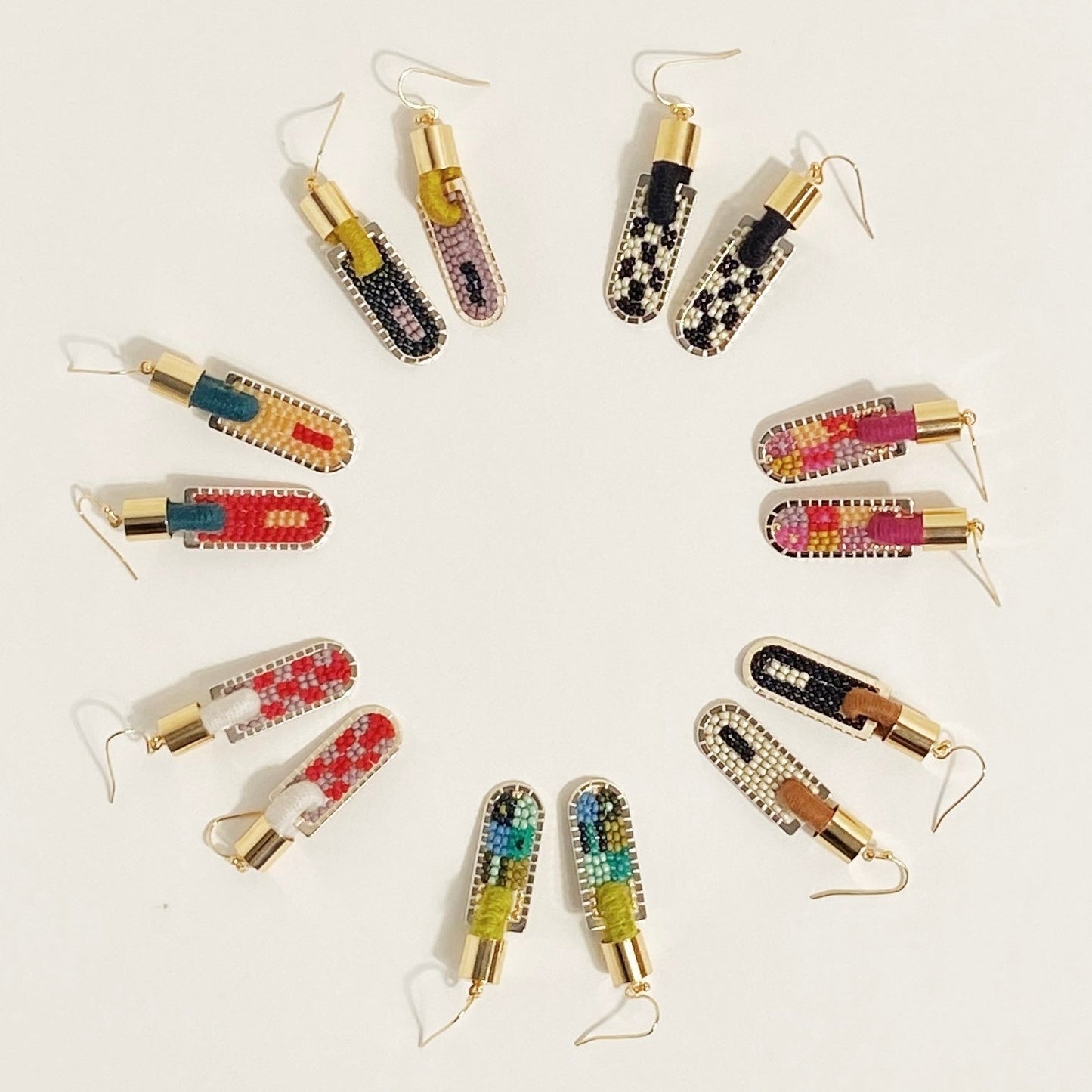 Stripe Geometric Earrings in Indigo/Mauve
