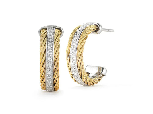 Alor Yellow cable 2 rows, 18 karat White Gold, 0.27 total carat weight Diamonds and stainless steel