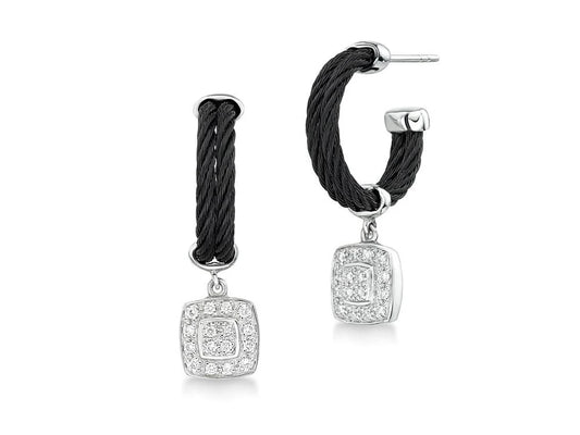 Alor Black cable, 18 karat White Gold, 0.27 total carat weight Diamonds and stainless steel