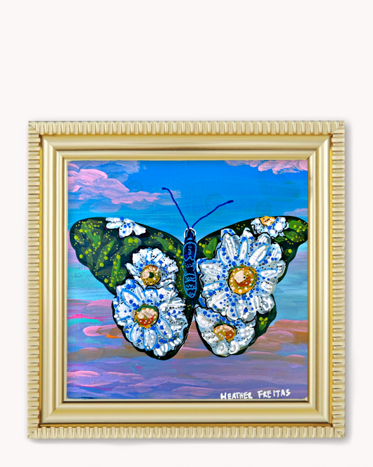 Daisy Butterfly Framed Magnet ( Medium )