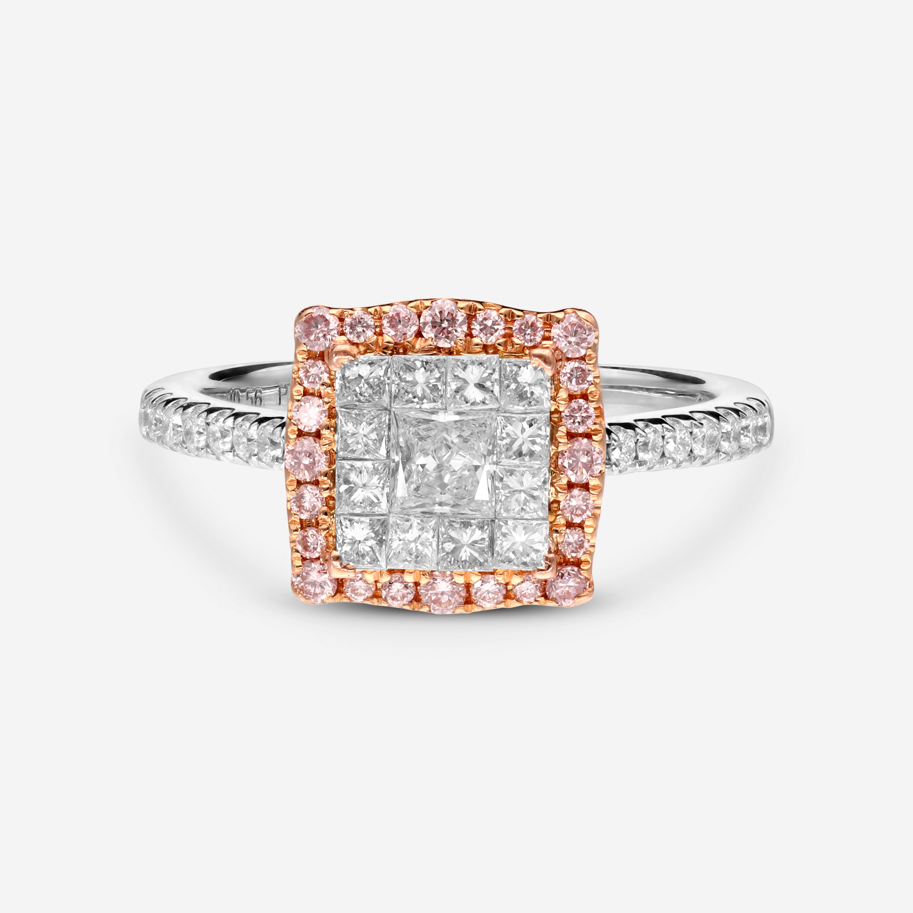 Gregg Ruth 18K White and Rose Gold, Diamond and Fancy Pink Diamond Engagement Ring 050563 - GCR/000931