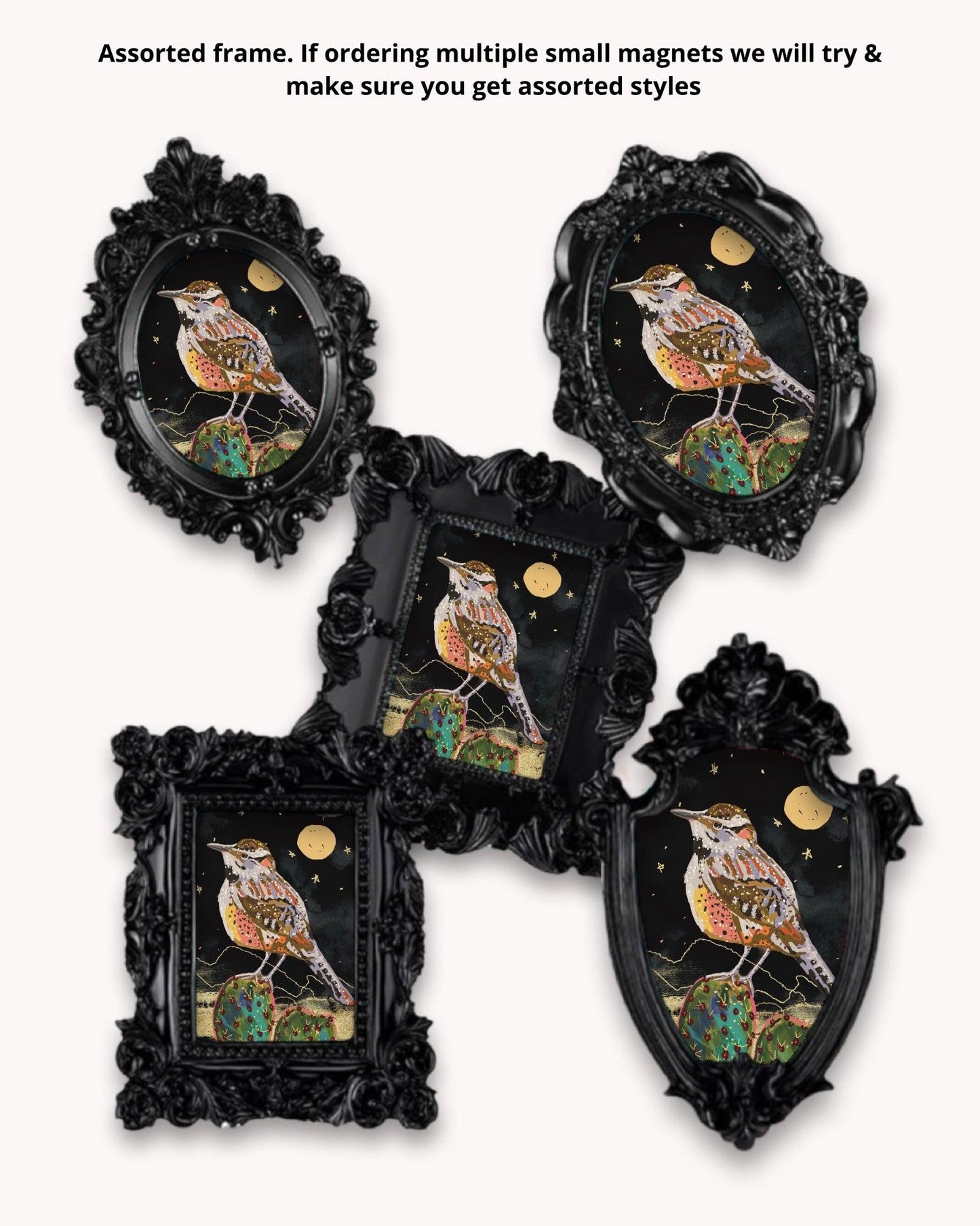 Cactus Wren Citrus Framed Magnet ( Small )