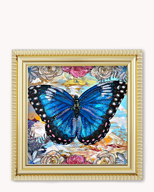 Sky Diamond Butterfly Framed Magnet ( Medium )