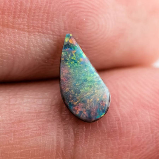 Drop Shape Natural Australian Black Opal Loose Gemstone 0.66ct