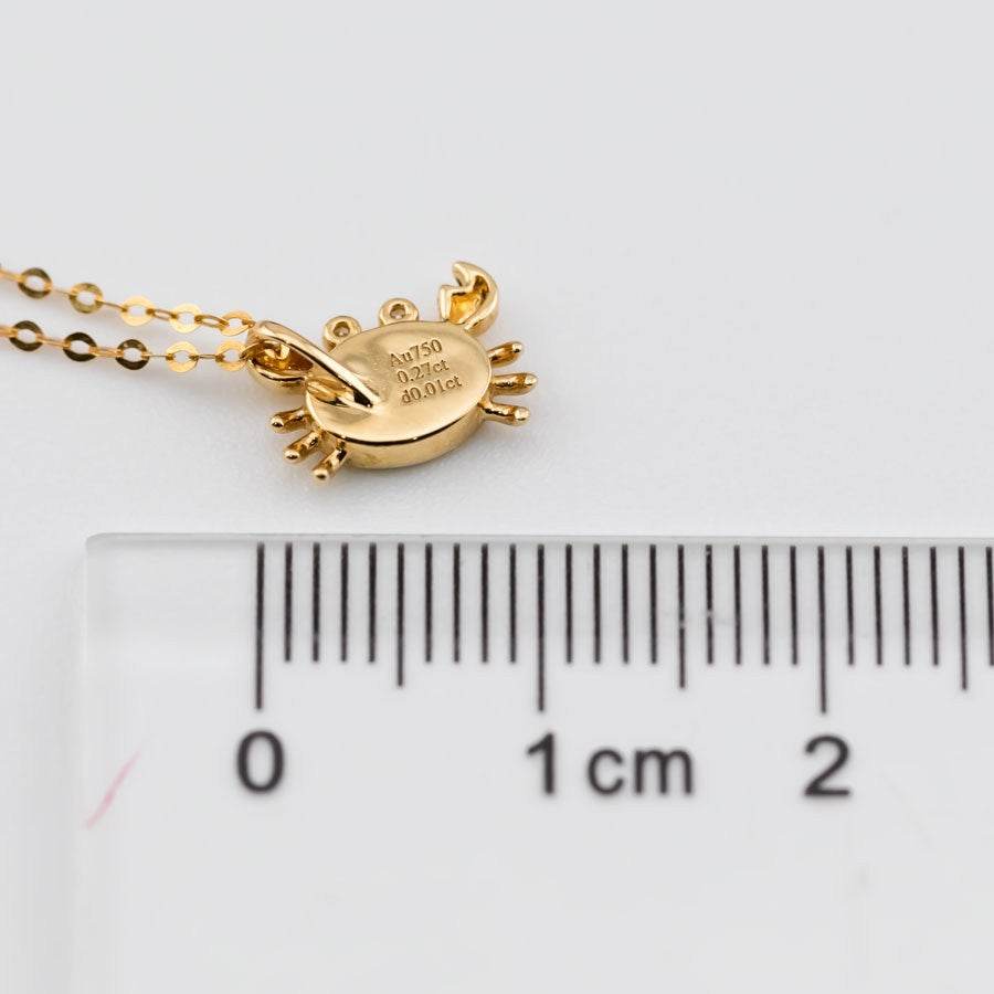 Charming Crab Australian Doublet Opal with Diamond Eyes in 18K Yellow Gold