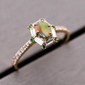 The One - Black Opal, Baguette Diamond, Tsavorite Engagement Ring 18K Yellow Gold