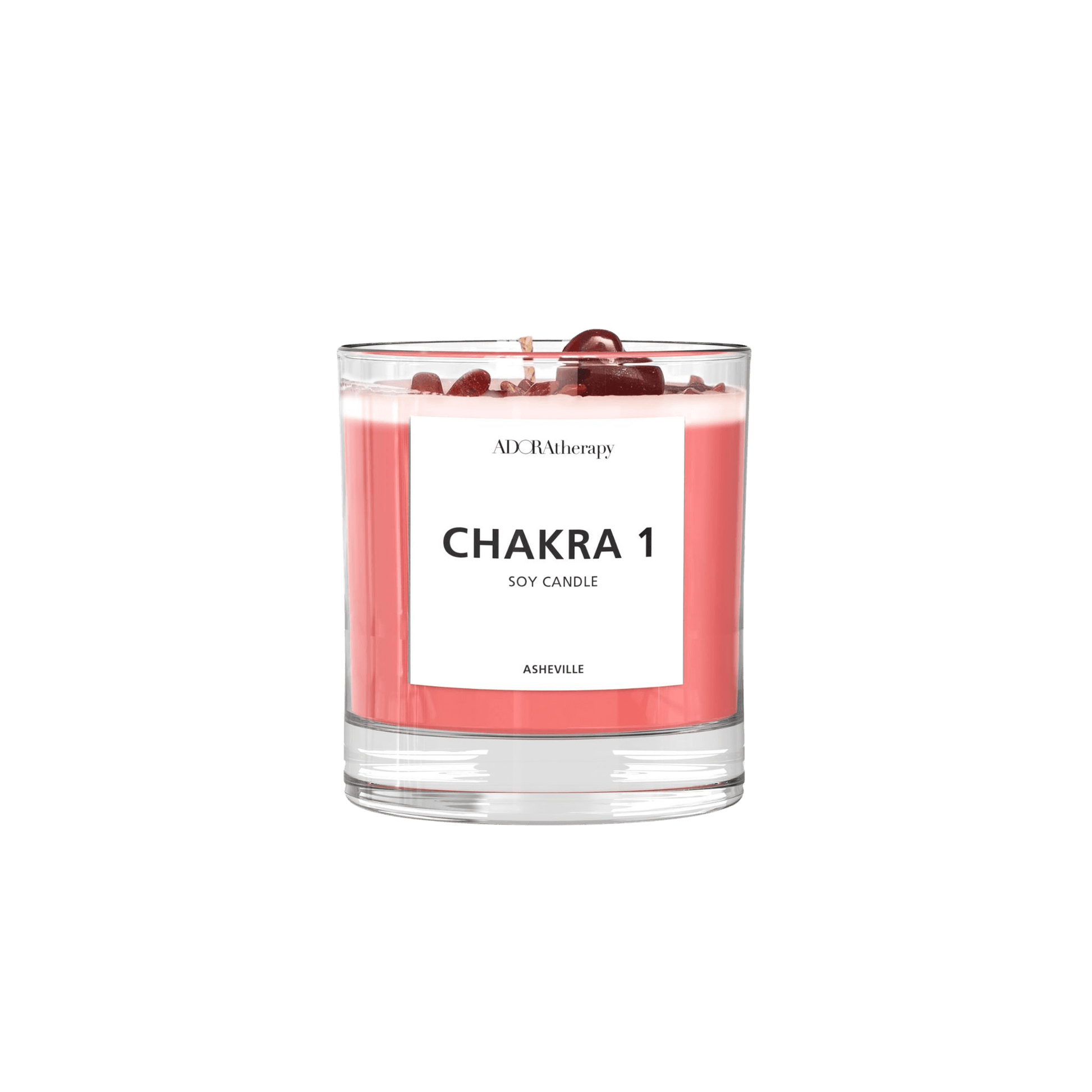 Chakra 1 Soy Candle with Red Jasper Gemstones