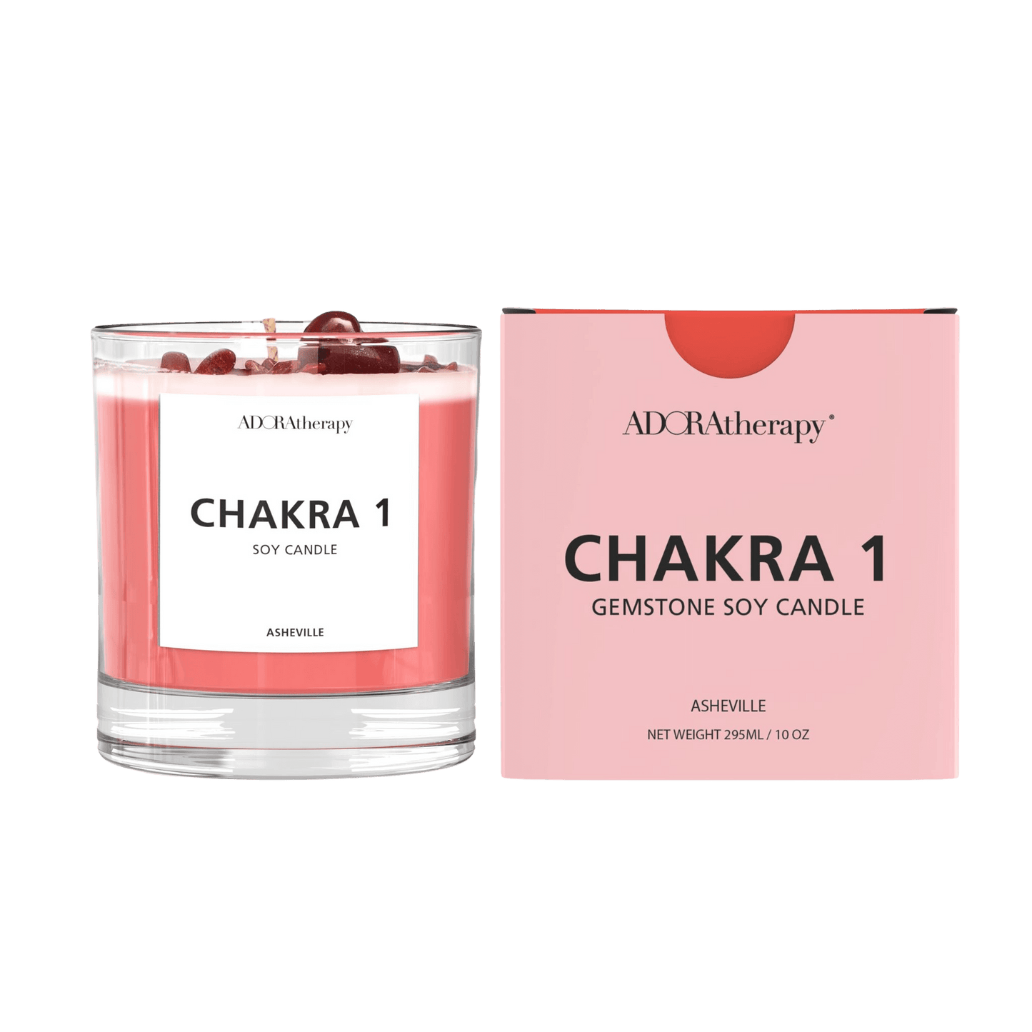 Chakra 1 Soy Candle with Red Jasper Gemstones