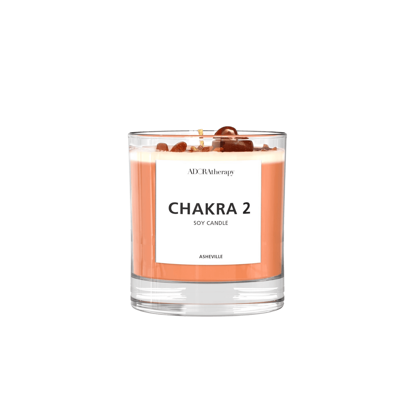 Chakra 2 Soy Candle with Sunstone Gemstones