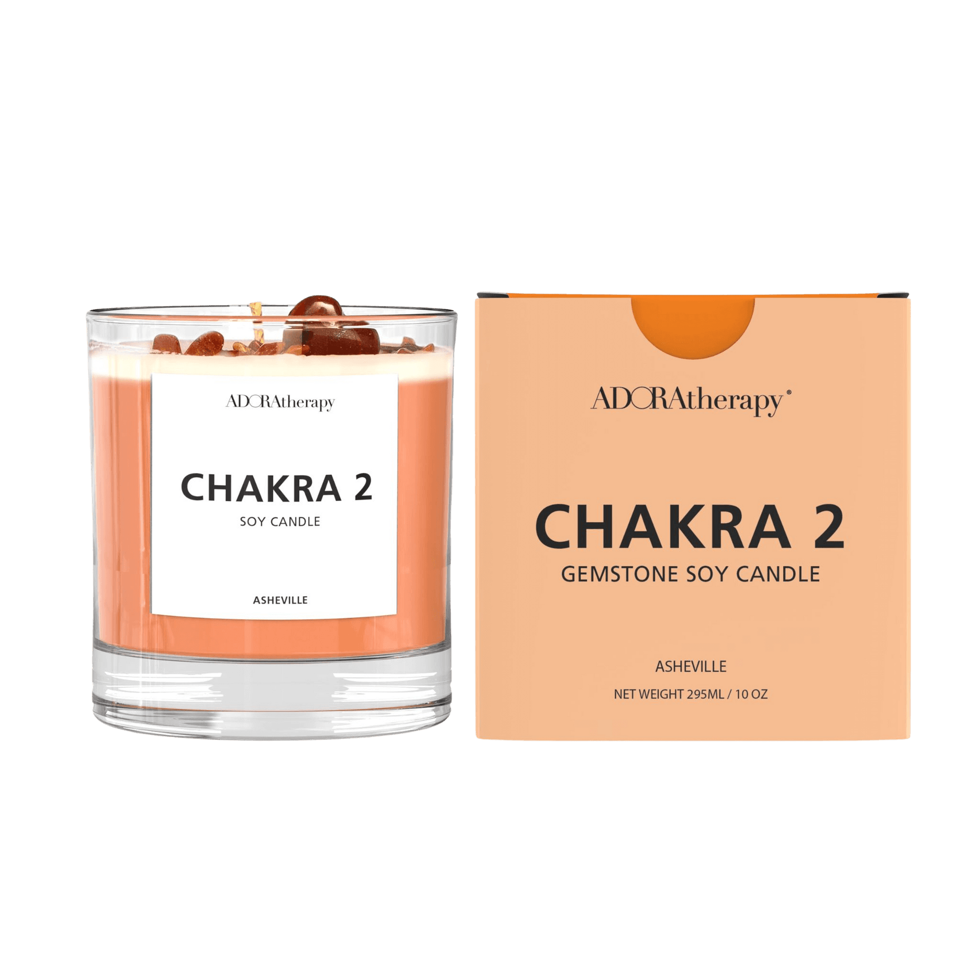 Chakra 2 Soy Candle with Sunstone Gemstones