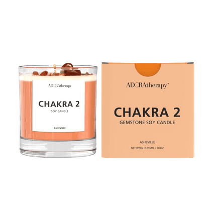 Chakra 2 Soy Candle with Sunstone Gemstones