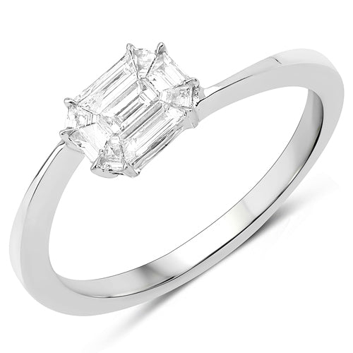 0.33 Carat Genuine White Diamond 18K White Gold Ring (F-G Color, VVS-VS Clarity)