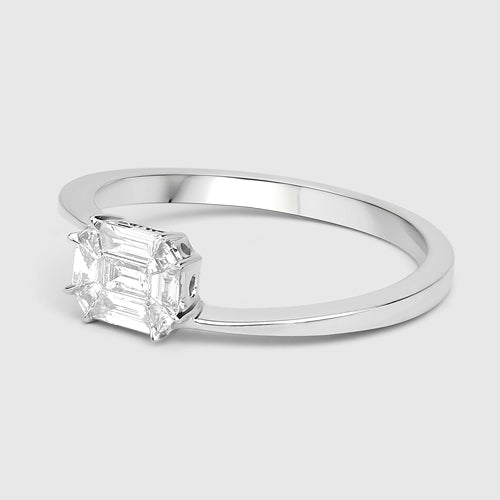 0.33 Carat Genuine White Diamond 18K White Gold Ring (F-G Color, VVS-VS Clarity)