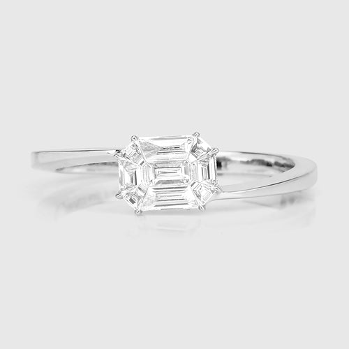 0.33 Carat Genuine White Diamond 18K White Gold Ring (F-G Color, VVS-VS Clarity)