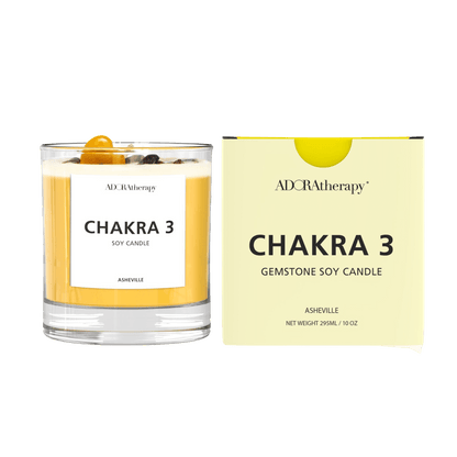 Chakra 3 Soy Candle with Tiger Eye Gemstones