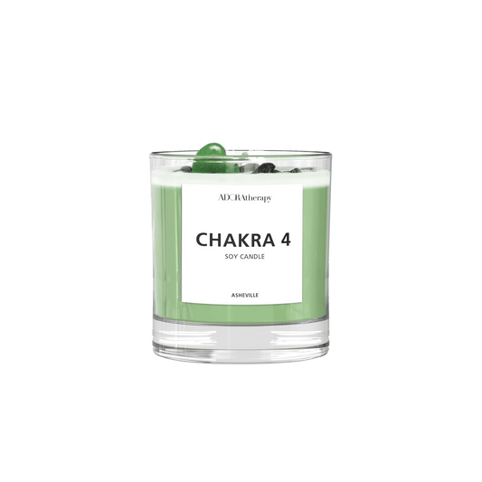 Chakra 4 Soy Candle with Aventurine Gemstones