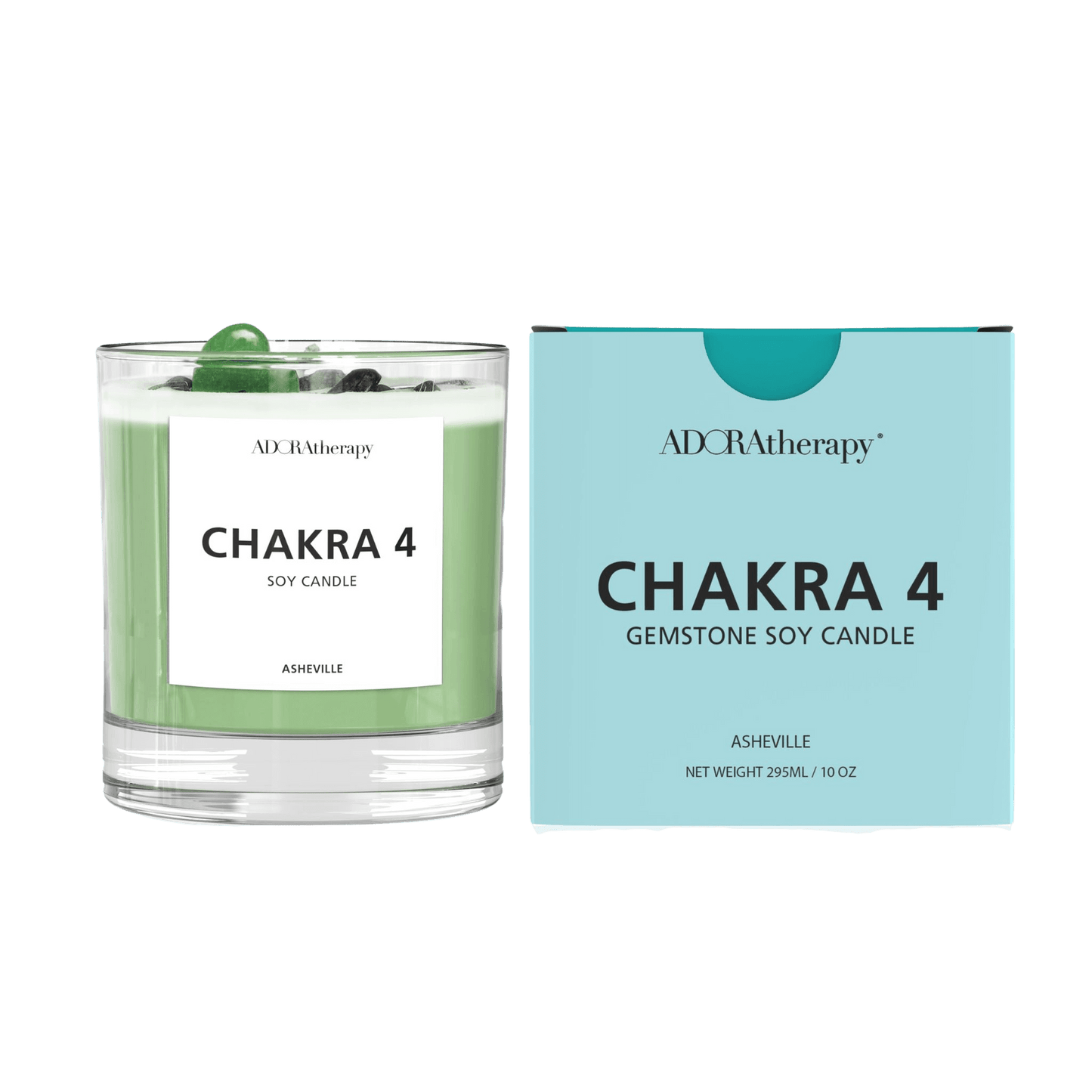 Chakra 4 Soy Candle with Aventurine Gemstones