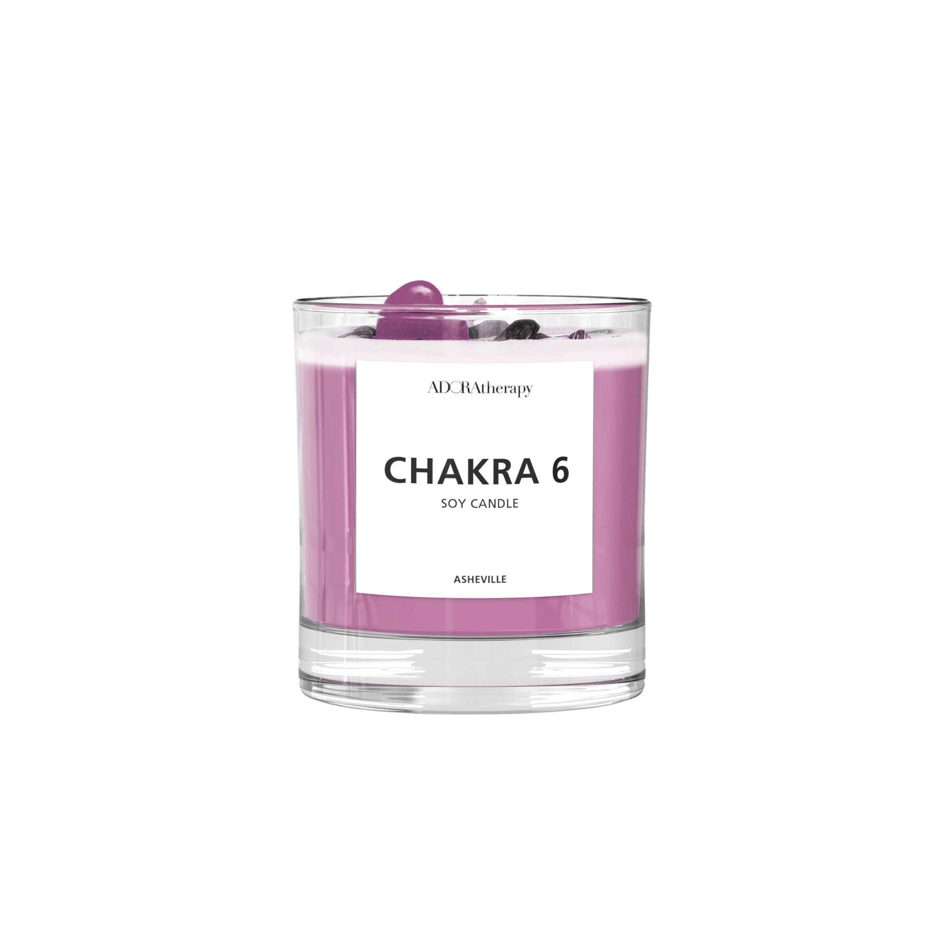 Chakra 6 Soy Candle with Amethyst & Tourmaline Gemstones