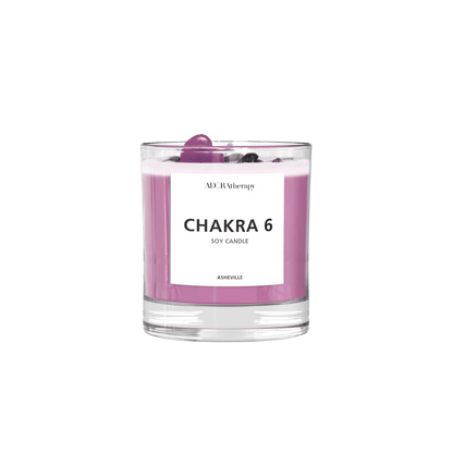 Chakra 6 Soy Candle with Amethyst & Tourmaline Gemstones