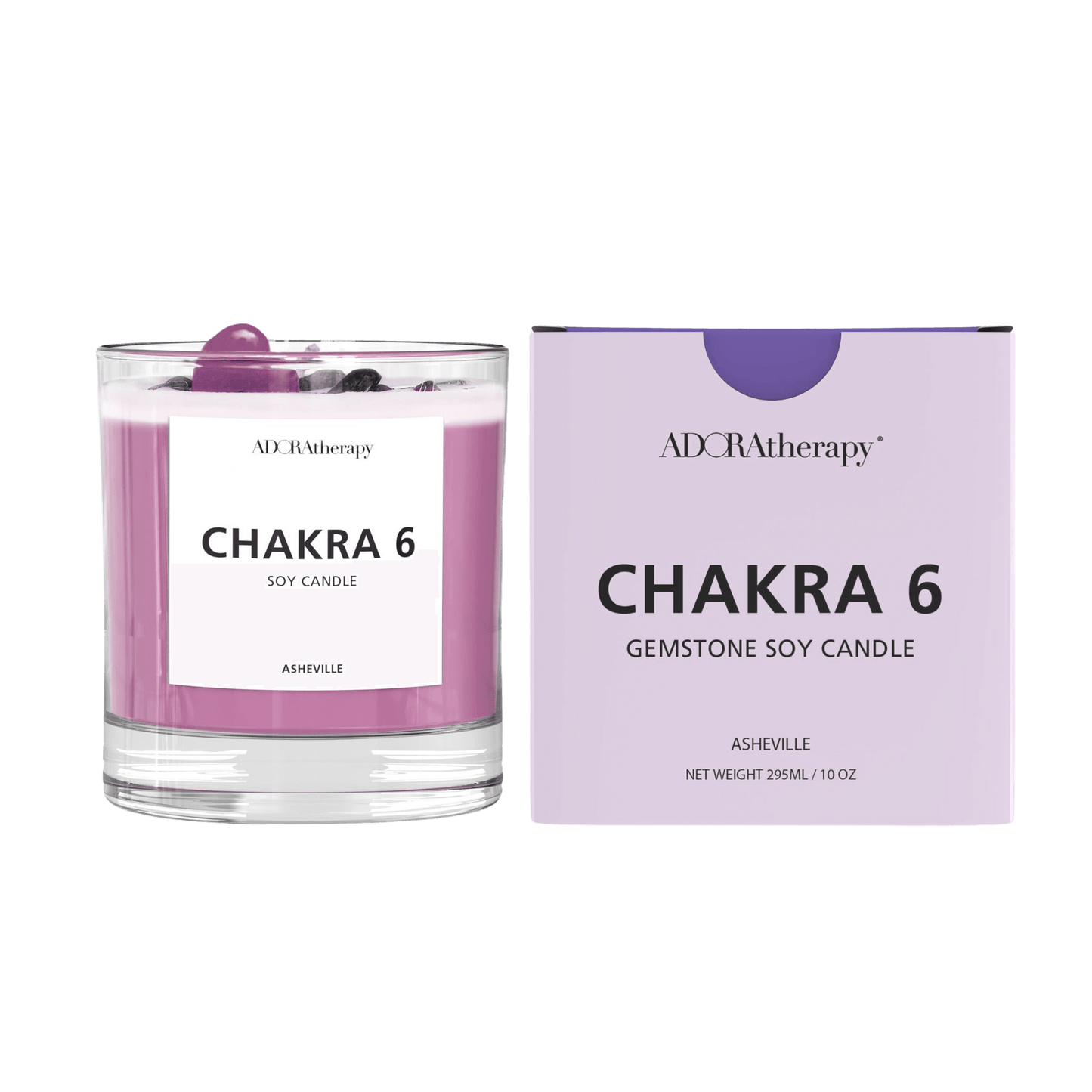 Chakra 6 Soy Candle with Amethyst & Tourmaline Gemstones