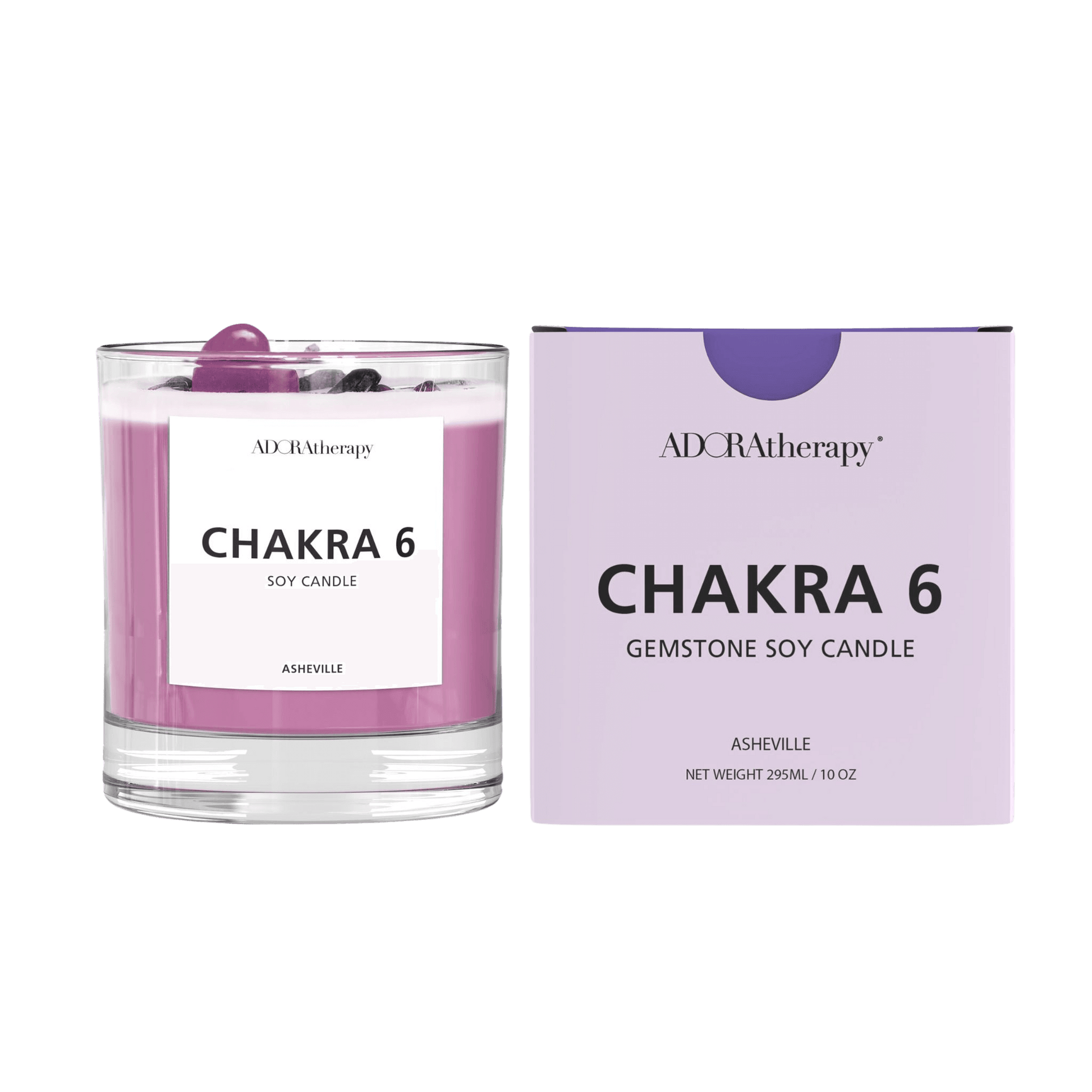 Chakra 6 Soy Candle with Amethyst & Tourmaline Gemstones