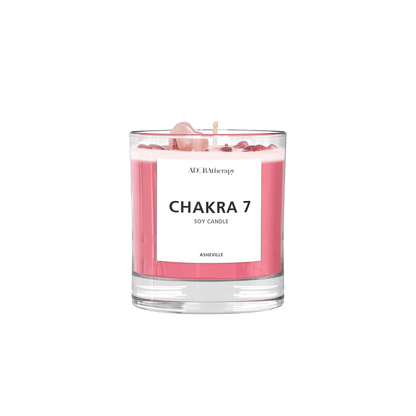 Chakra 7 Soy Candle with Strawberry Quartz Gemstones