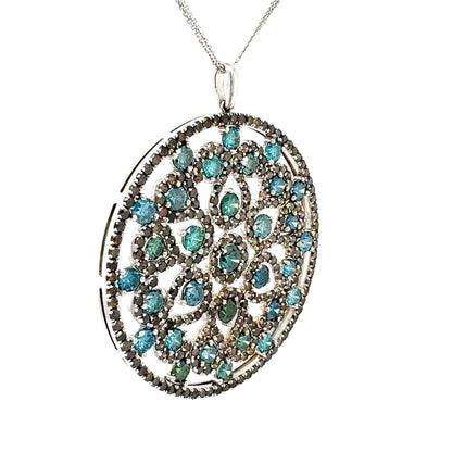 Brown and Blue Diamond Pendant