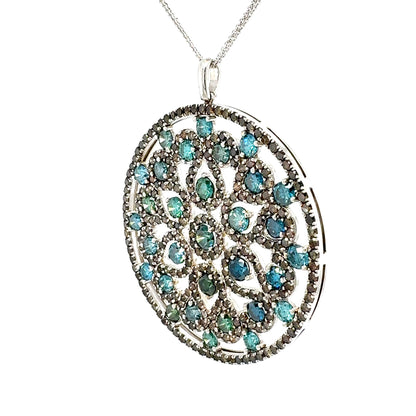 Brown and Blue Diamond Pendant