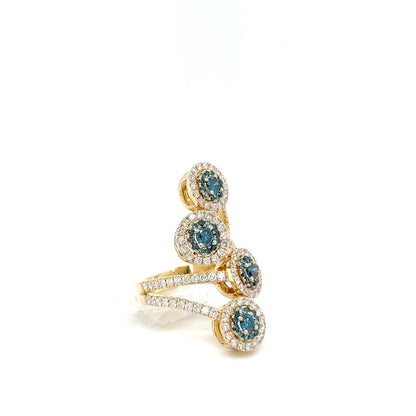 Blue & White Diamond Ring