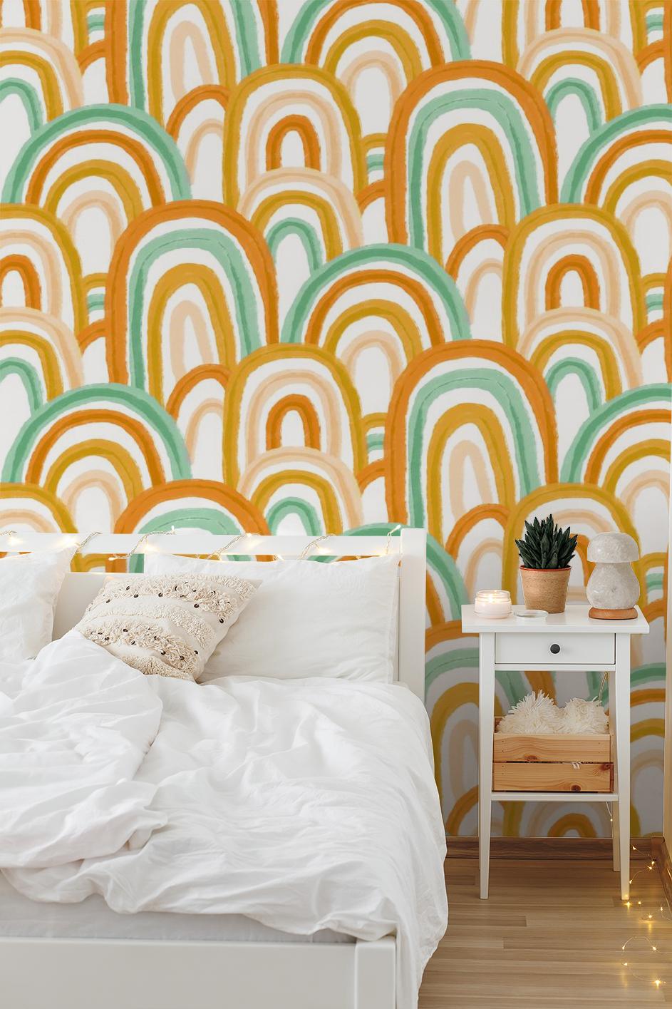 Rainbow Wallpaper, green & orange