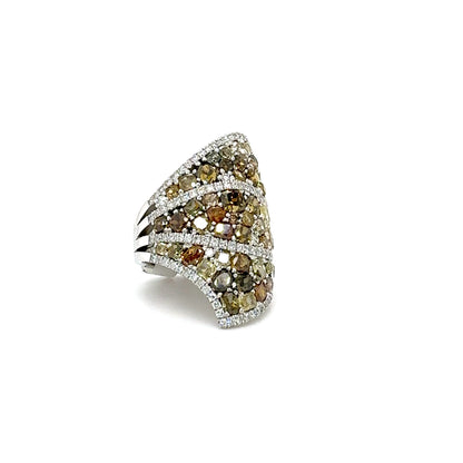 Multi Tone Cognac & Yellow Diamond Ring