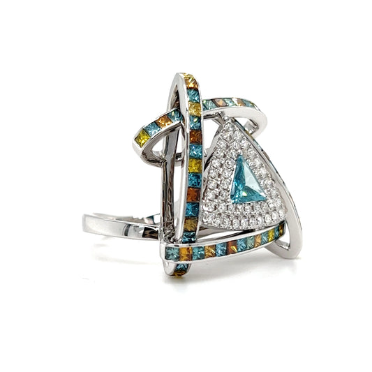 Multi Color Diamond Orbits Ring