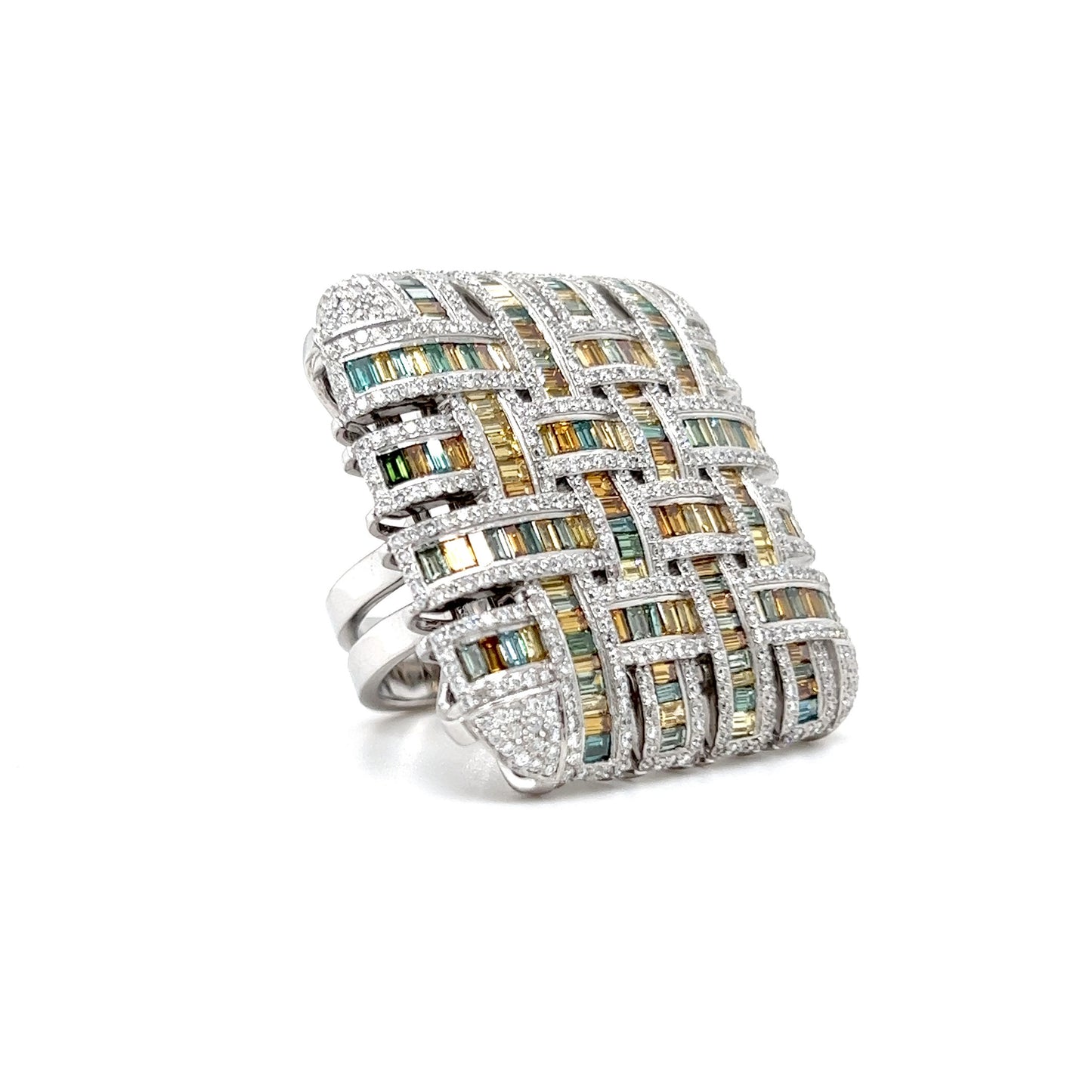 Basket Weave Multi Color Diamond Ring