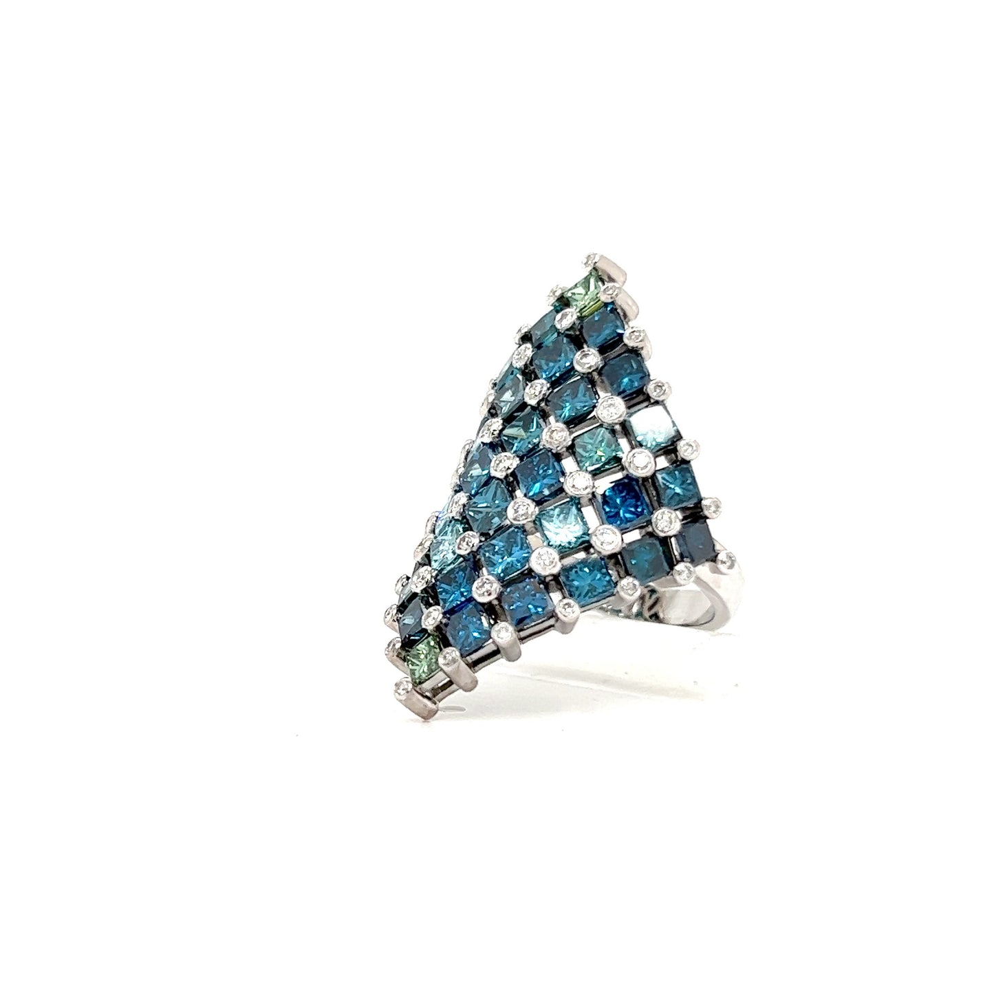 Blue Diamond Shield Ring