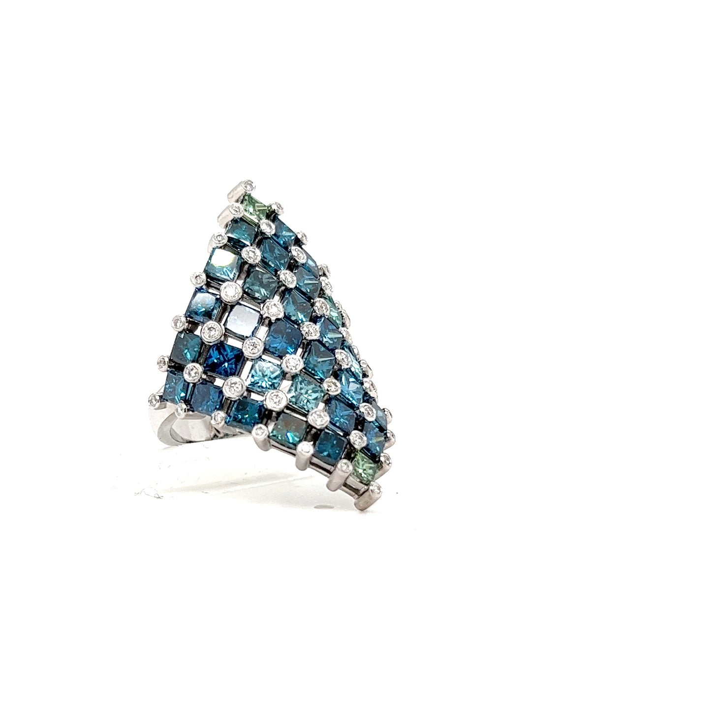 Blue Diamond Shield Ring